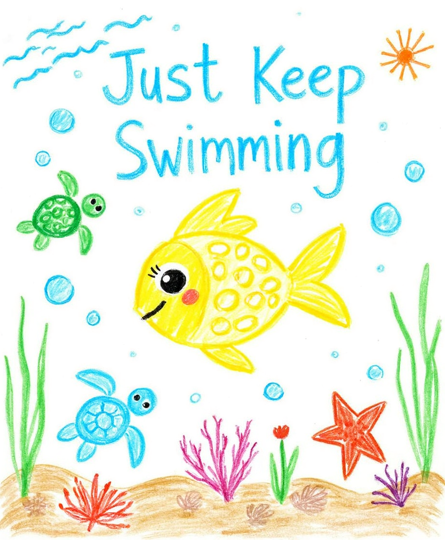 Just Keep Swimming – Kids & Nursery Digital Wall Art (4:5 & 2:3 Ratios)