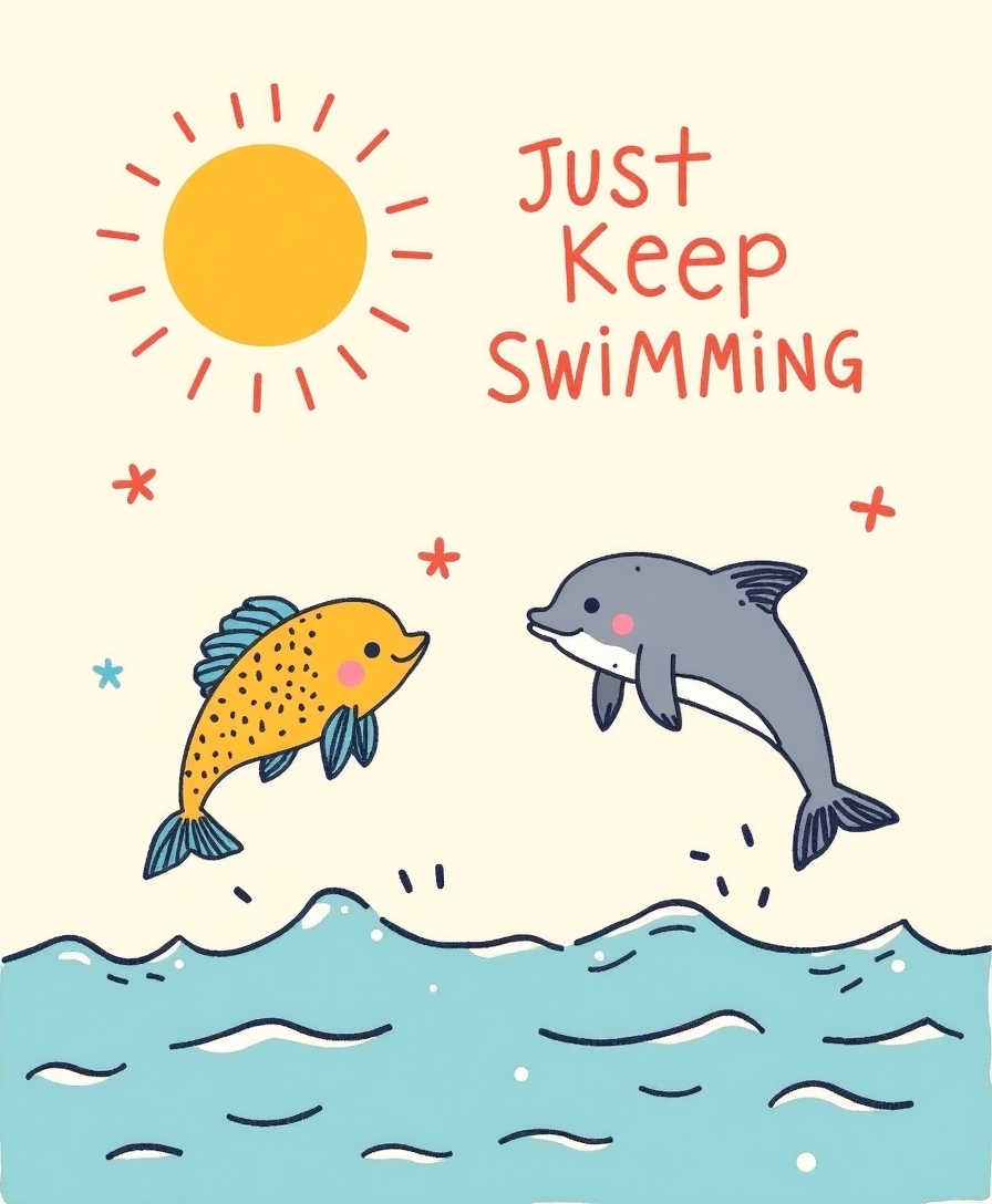 Just Keep Swimming – Kids & Nursery Digital Wall Art (4:5 & 2:3 Ratios)