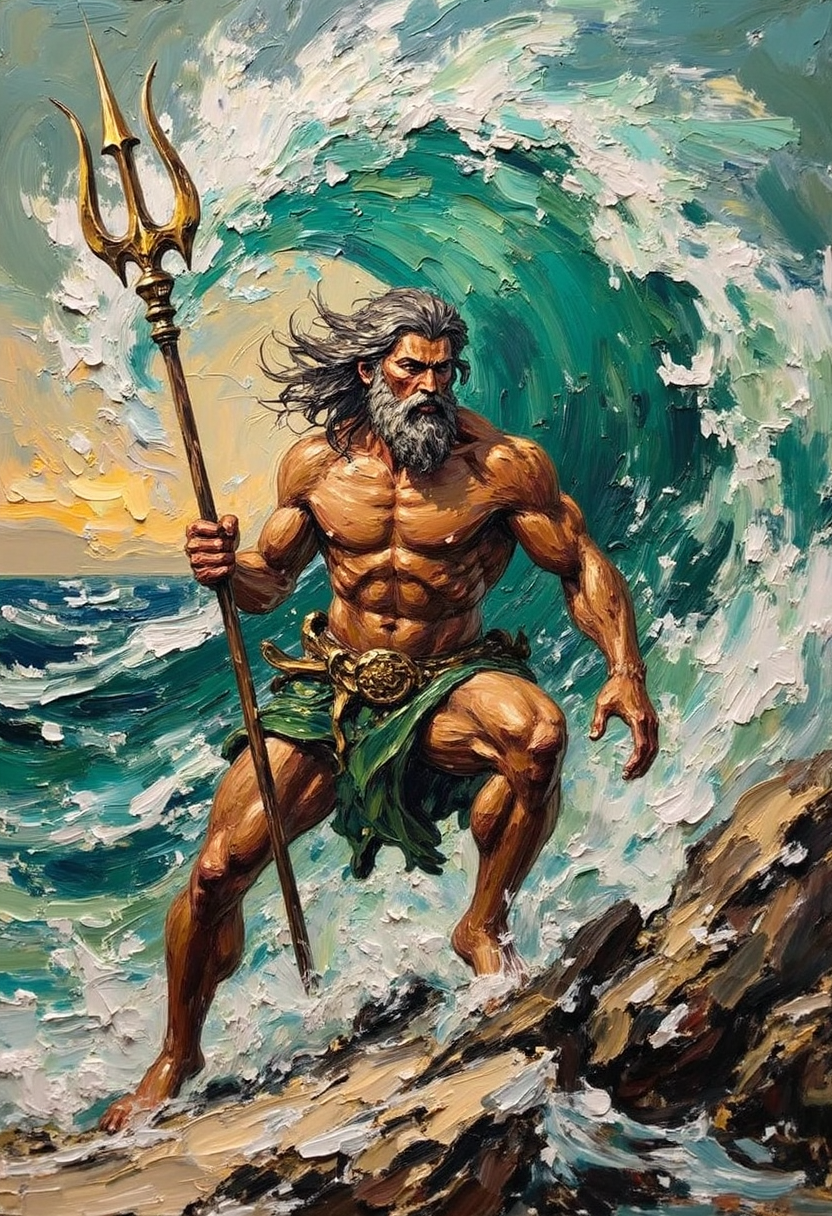 Poseidon – God of the sea, earthquakes, and horses | Greek Mythology Digital Wall Art