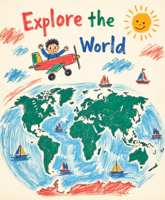 Explore the World – Digital Wall Art for Kids & Nursery | Printable Art (4:5 & 2:3 Ratios)